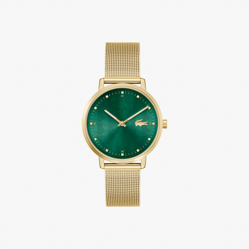 Lacoste - Montre Homme  Crocorigin verte bracelet acier doré - ref 2001356