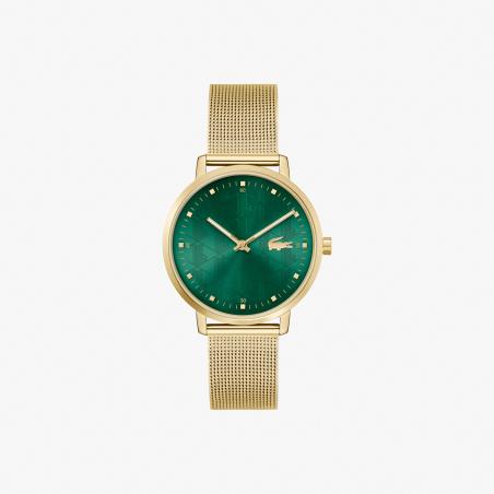 Lacoste - Montre Homme  Crocorigin verte bracelet acier doré - ref 2001356