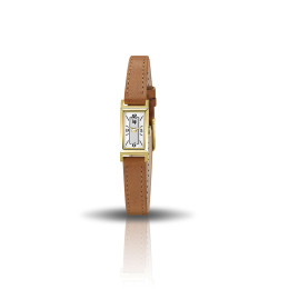 LIP - Montre Femme  Churchill T13 blanche dorée cuir brun - ref 671205