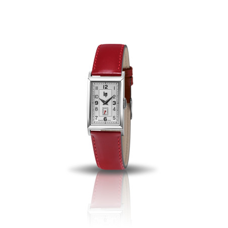 LIP - Montre Mixte  Churchill T18 grise bracelet cuir rouge - ref 671409