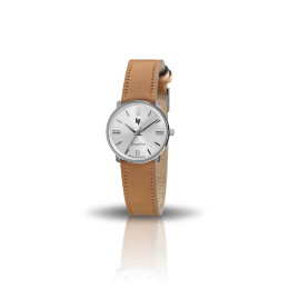 LIP - Montre Femme  Dauphine grise bracelet cuir brun - ref 671476
