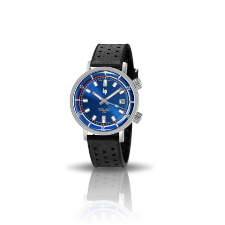 LIP - Montre Homme  Nautic-Ski bleue caoutchouc noir - ref 671521