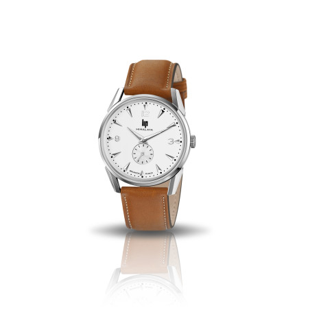 LIP - Montre Homme  Himalaya grise bracelet cuir brun - ref 671548