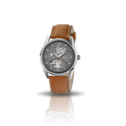 LIP - Montre Homme  Himalaya Sablier grise cuir brun - ref 671572