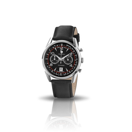 LIP - Montre Homme  Himalaya Chrono noire cuir - ref 671592