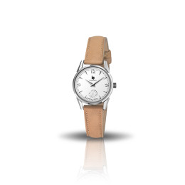 LIP - Montre Femme  Himalaya blanche cuir brun - ref 671600