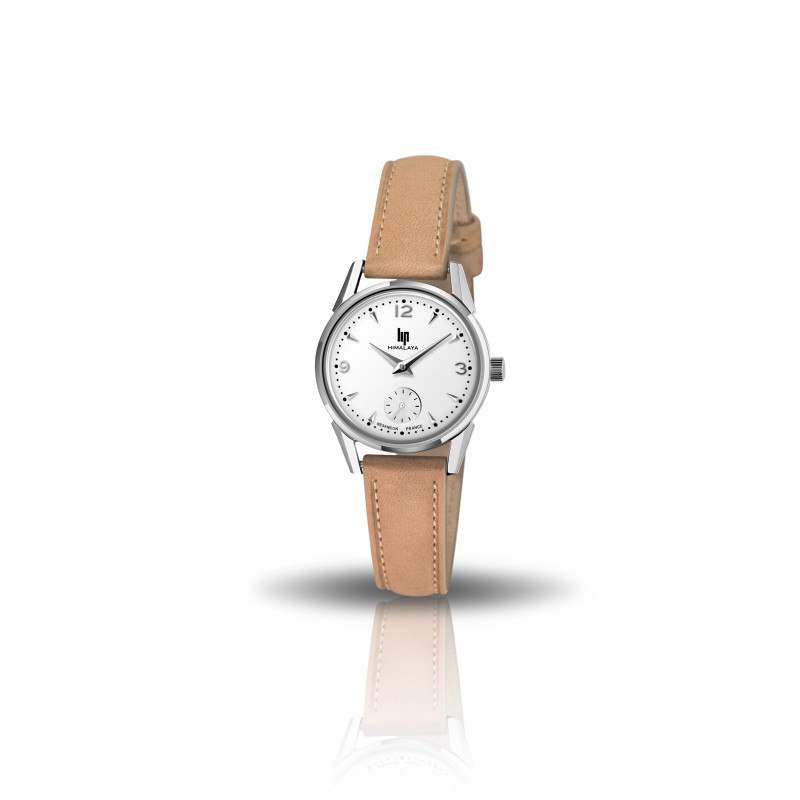 LIP - Montre Femme  Himalaya blanche cuir brun - ref 671600