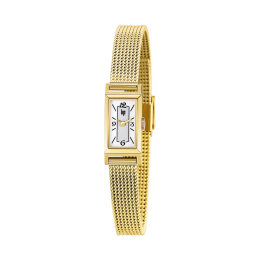 LIP - Montre Femme  Churchill T13 blanche acier milanais doré - ref 671226
