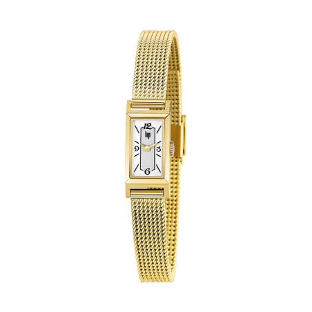 LIP - Montre Femme  Churchill T13 blanche acier milanais doré - ref 671226