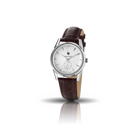 LIP - Montre Mixte  Himalaya blanche cuir marron foncé - ref 671041