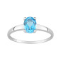 BIJOU COLLECTION - Bague or blanc 18 carats avec topaze bleue ovale Ref 08FA480GT