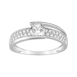 BIJOU COLLECTION - Bague or blanc 18 carats avec oxydes de zirconium Ref 08SG61GZ