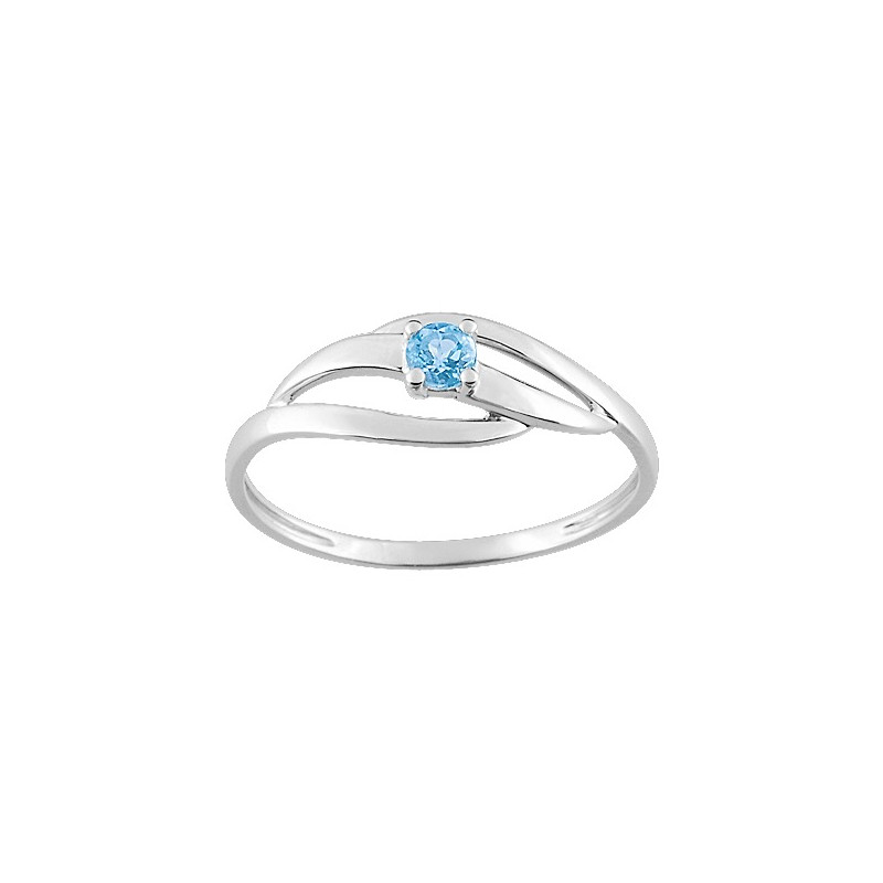 BIJOU COLLECTION - Bague topaze bleue trillon or gris 9 carats Ref 09FK27GT