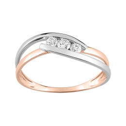 BIJOU COLLECTION - Bague avec oxydes or bicolore 9 carats Ref 09SG31RZ