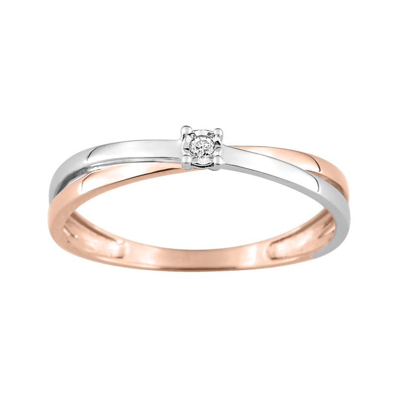 BIJOU COLLECTION - Bague diamant 0,015 ct GH-P2/P3 or 9 carats bicolore Ref 0ZA726RB4