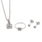 BIJOU COLLECTION - Parure fleurs argent rhodié gris avec oxydes 38 cm Ref 1010607