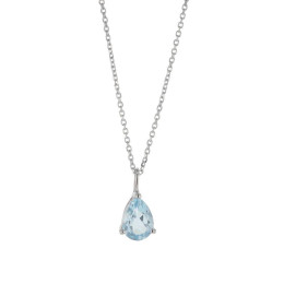 BIJOU COLLECTION - Collier Pendentif Topaze Traitée Triangulaire 3 Griffes 0,76 ct 45 cm Or Blanc 9 carats Ref 1012485