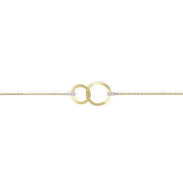 BIJOU COLLECTION - Bracelet deux anneaux avec diamant or jaune 9 carats Ref 1020117