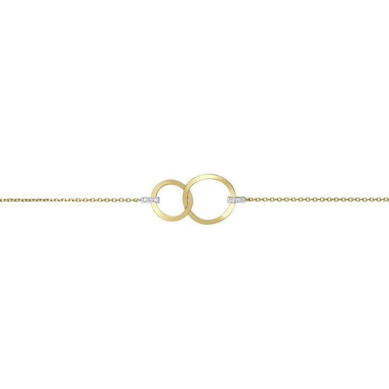 BIJOU COLLECTION - Bracelet deux anneaux avec diamant or jaune 9 carats Ref 1020117