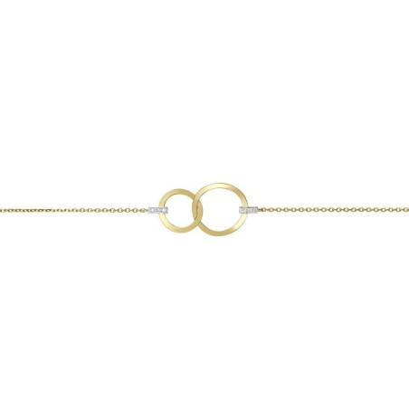 BIJOU COLLECTION - Bracelet deux anneaux avec diamant or jaune 9 carats Ref 1020117