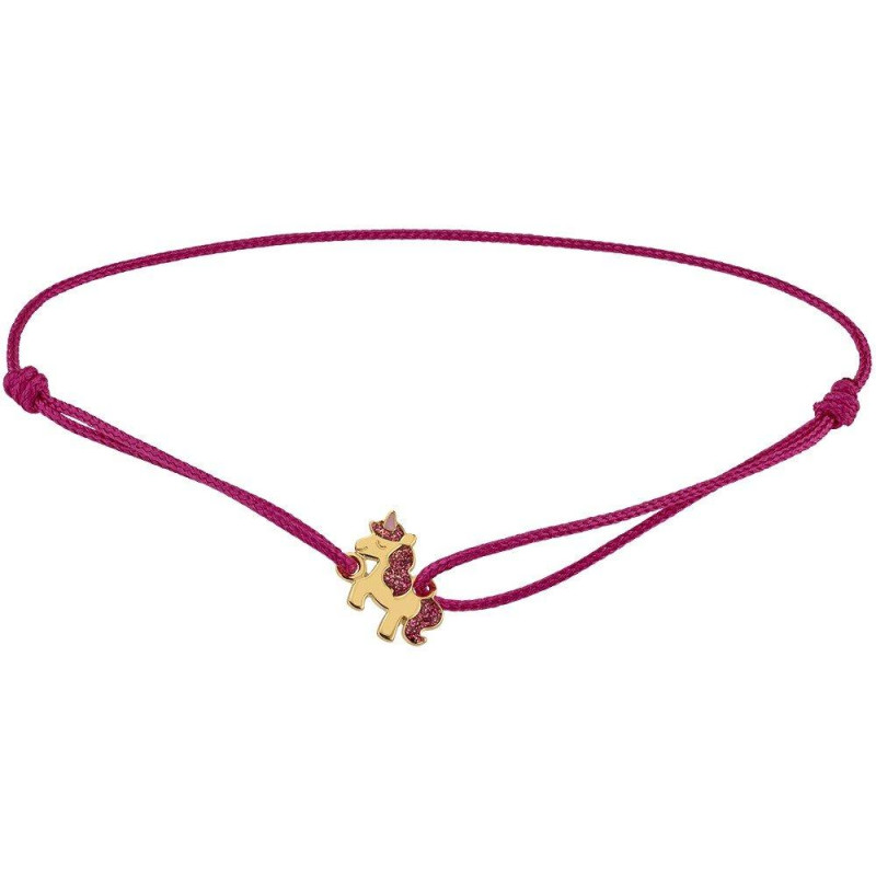 BIJOU COLLECTION - Bracelet cordon Licorne emaillé et or jaune Ref 1020161