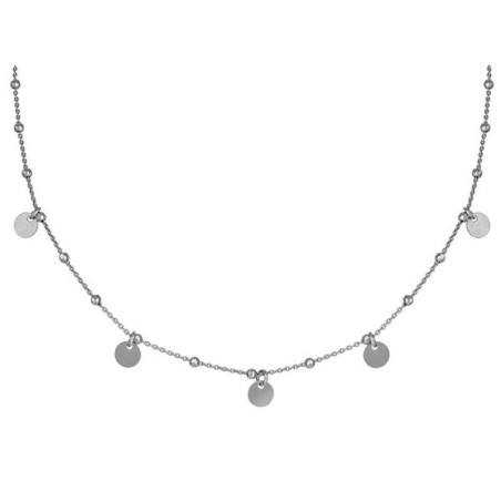 BIJOU COLLECTION - Collier chaîne boules et pampilles argent rhodié gris Ref 1020230