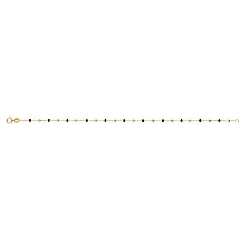 BIJOU COLLECTION - Bracelet fantaisie boules or et émail noir or jaune 9 carats Ref 1020243