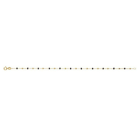 BIJOU COLLECTION - Bracelet fantaisie boules or et émail noir or jaune 9 carats Ref 1020243