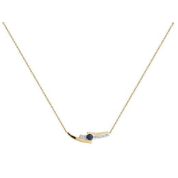 BIJOU COLLECTION - Collier saphir 0,24 ct et diamants 0,014 ct or bicolore 9 carats Ref 1021076