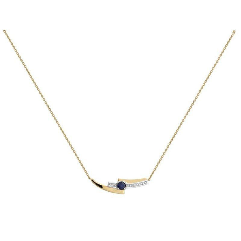 BIJOU COLLECTION - Collier saphir 0,24 ct et diamants 0,014 ct or bicolore 9 carats Ref 1021076
