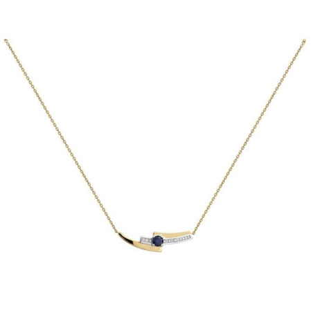 BIJOU COLLECTION - Collier saphir 0,24 ct et diamants 0,014 ct or bicolore 9 carats Ref 1021076
