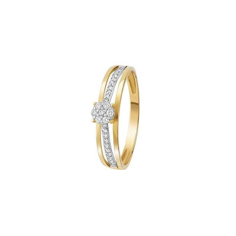 BIJOU COLLECTION - Bague pavage diamants 0,17 ct HSI or bicolore 18 carats Ref 1021704