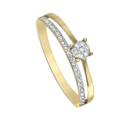 BIJOU COLLECTION - Bague pavage diamants 0,035 ct HSI en or bicolore 9 carats Ref 1021705