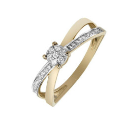 BIJOU COLLECTION - Bague croisée or 9 carats bicolore pavage diamants 0.13 carat HSI Ref 1021706