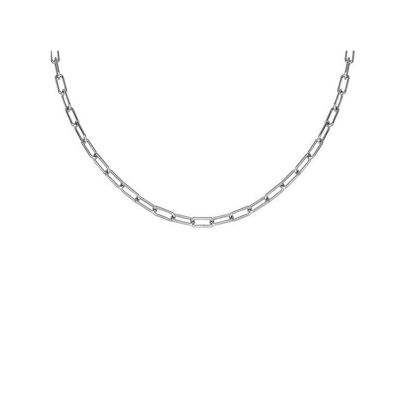 BIJOU COLLECTION - Collier maille large rectangle argent rhodié gris Ref 1021752