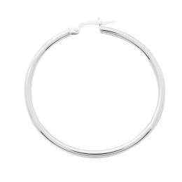 BIJOU COLLECTION - Boucles doreilles créoles or blanc 18 carats Ref 2535.7G
