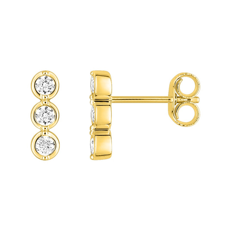 BIJOU COLLECTION - Boucles d'oreilles clous fantaisie or jaune 9 carats avec oxydes de zirconium Ref 297042.Z0