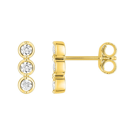 BIJOU COLLECTION - Boucles d'oreilles clous fantaisie or jaune 9 carats avec oxydes de zirconium Ref 297042.Z0