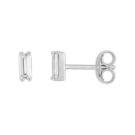 BIJOU COLLECTION - Boucles doreilles clous avec oxydes or blanc 9 carats Ref 297059.Z1