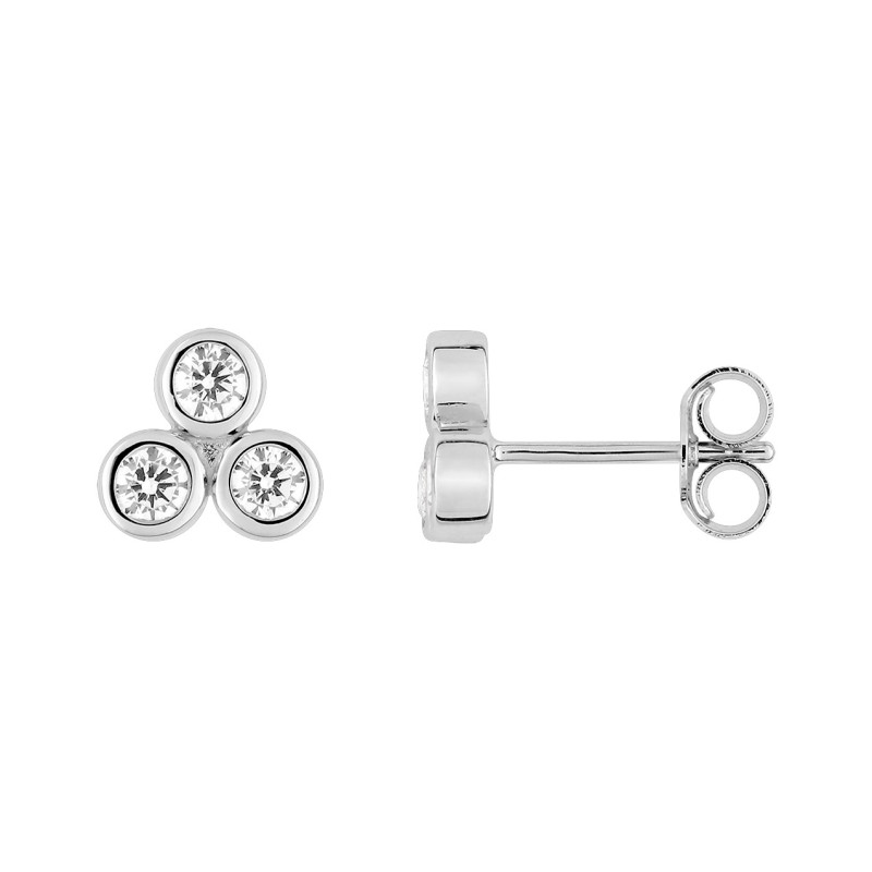 BIJOU COLLECTION - Boucles d'oreilles clous or blanc 9 carats avec oxydes de zirconium Ref 297061.Z1