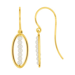 BIJOU COLLECTION - Boucles doreilles créoles perles de culture deau douce or jaune 9 carats Ref 297150.P0