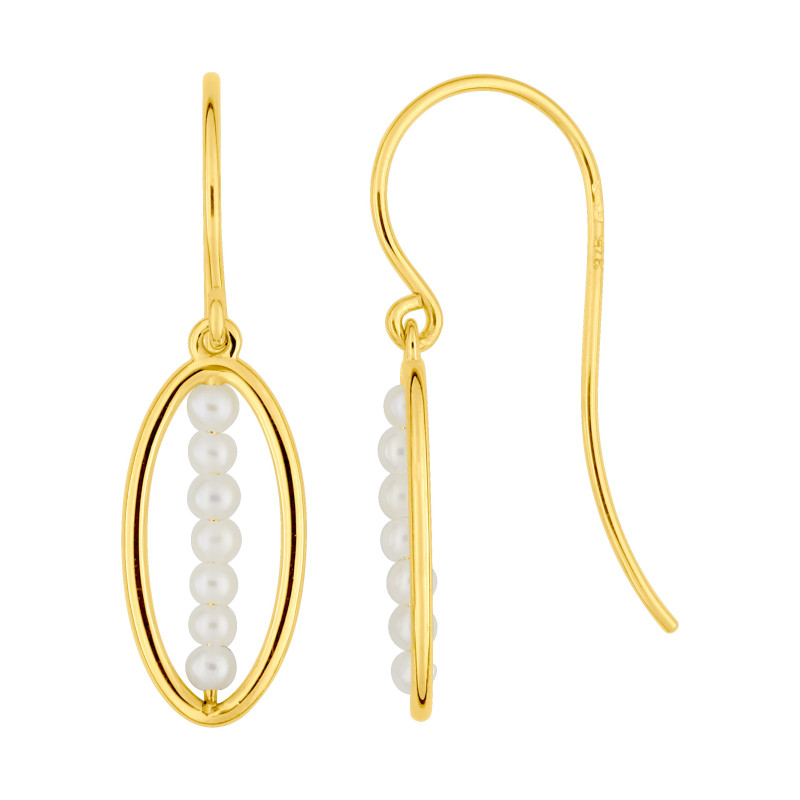 BIJOU COLLECTION - Boucles doreilles créoles perles de culture deau douce or jaune 9 carats Ref 297150.P0