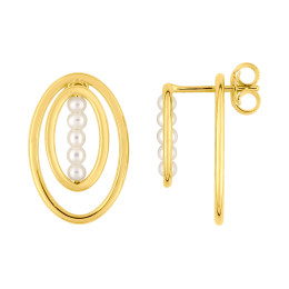 BIJOU COLLECTION - Boucles doreilles perles de culture deau douce or jaune 9 carats Ref 297151.P0