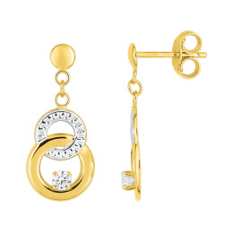 BIJOU COLLECTION - Boucles doreilles pendantes avec oxydes or jaune 9 carats rhodié Ref 297168.Z3