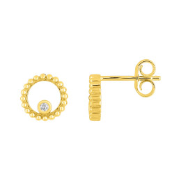 BIJOU COLLECTION - Boucles doreilles clous avec oxydes or jaune 9 carats Ref 297202.Z0