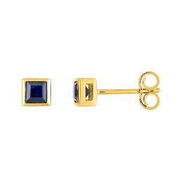 BIJOU COLLECTION - Boucles doreilles clous saphir or jaune 9 carats Ref 297229.S0