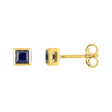 BIJOU COLLECTION - Boucles doreilles clous saphir or jaune 9 carats Ref 297229.S0