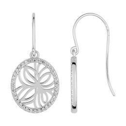 BIJOU COLLECTION - Boucles doreilles crochet avec oxydes argent massif rhodié Ref 335809.1