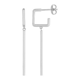 BIJOU COLLECTION - Boucles doreilles pendantes argent massif rhodié Ref 335930