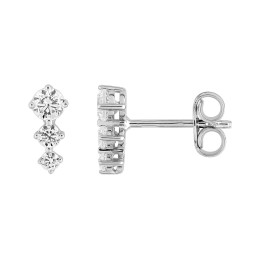 BIJOU COLLECTION - Boucles doreilles clous avec oxydes argent massif rhodié Ref 335954.1